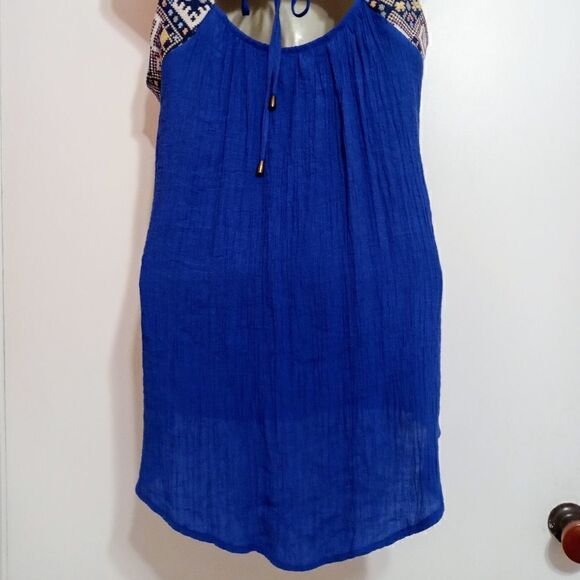 Doe & Rae Woven Gauze Tapestry Top Blue Medium - Picture 8 of 11